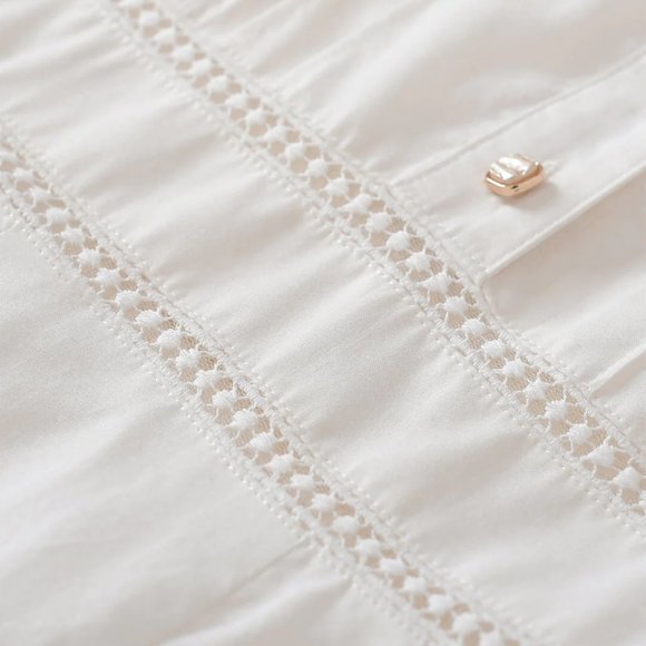 NEW — Simple Retro 100% Cotton Vintage White V-Neck Midi Victorian Dress - Picture 10 of 13